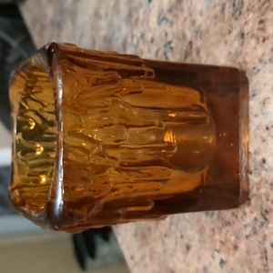 MCM Vintage Amber Glass Tealight Holder